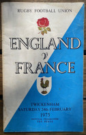 Rugby Programme Officiel Angleterre/France Official Programme England Vs France Twickenham 1973 - Programmes