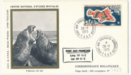 TAAF - Env. CNES - 135F Eléphants De Mer - Obl. Port Aux Français - Kerguelen - 26/1/1975 - Cartas & Documentos