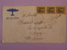 AD20 ERITREA  BELLE LETTRE BINATIONALITé ETIOPIA 1936 AXUM  A ARONA ITALIA  ++ BANDE DE 3 TP+++ - Aethiopien