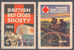 British Red Cross Society 1914 Britain Delandre CINDERELLA LABEL VIGNETTE Horse Carriage Soldier War Gun WW1 Military - Cinderelas