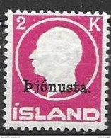 1922 Iceland Officials Stamp Mint Never Hinged ** 240 Euros WITH DOT Type I - Dienstzegels