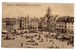 Allemagne--DARMSTADT--1914--Marktplatz Mit Rathaus U , Stadtkirche (animée)..............timbre...cachet - Darmstadt