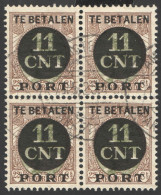 Nederland 1924 Postpakket-verrekenzegel 1A Blok Van 4 Gestempeld/used Tanding/Perforation 12 1/2 - Sonstige & Ohne Zuordnung