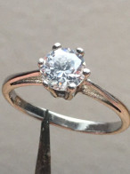 Bague En Argent 925 Sertie D'un Brillant / Taille 54 - Ring