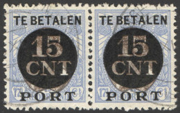 Nederland 1924 Postpakket-verrekenzegel 2A Paar Gestempeld/used Tanding/Perforation 12 1/2 - Sonstige & Ohne Zuordnung