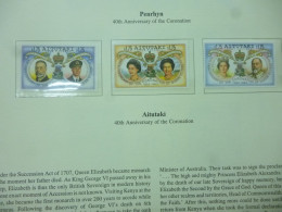 AITUTAKI SG 650-52 40TH ANNIVERSARY CORONATION MINT STAMPS - Thourotte