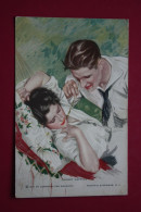 Old Postcard  -1920s: REINTHAL & NEWMAN  - Harrison Fisher "Caught Napping" - Romantic Couple - Fisher, Harrison