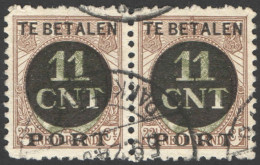 Nederland 1924 Postpakket-verrekenzegel 1B Paar Gestempeld/used Tanding/Perforation 11 1/2 X 11 - Sonstige & Ohne Zuordnung