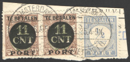 Nederland 1924 Postpakket-verrekenzegel 1 (2x) Gestempeld/used Briefstukje Met Port 44 (Stempel!!) - Andere & Zonder Classificatie