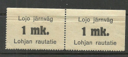 FINLAND FINNLAND 1912 LOHJA Lojo Railway Stamp As Pair MNH - Colis Postaux
