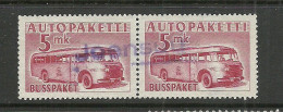 FINLAND 1952 Auto-Paketmarke Michel 6 As Pair O JOENSUU Line Cancel Autobus Omnibus - Postpaketten