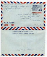 Japan 1955 45y Stylized Bird Aerogramme; Yokosuka, Kanagawa To Wabash, Indiana, United States - Aerogrammi