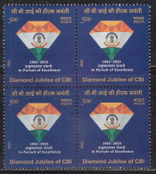 Block Of 4, CBI, Central Bureau Of Investigation, India MNH 2023, Diamond Design, Mineral, Police, Job, - Blocs-feuillets