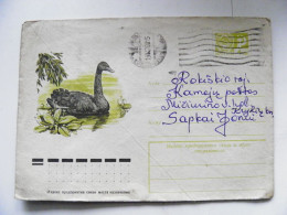 Cover Postal Stamped Stationery Ussr Lithuania Animals Bird Oiseau Black Swan - Zwanen