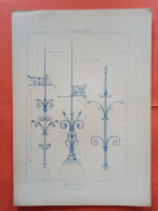 LES METAUX OUVRES 1884 LITHO FER FONTE CUIVRE ZINC " PARATONNERRES VILLA A VAUX Mr ROY ARCHI A PARIS  " 1 PLANCHE - Architecture