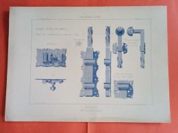 LES METAUX OUVRES 1884 LITHO FER FONTE CUIVRE ZINC " VERROUX PALAIS DUCAL A NANCY Mr CUNY ARCHITECTE " 1 PLANCHE - Architecture