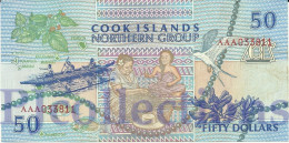 COOK ISLANDS 50 DOLLARS 1992 PICK 10a AUNC PREFIX "AAA" - Isole Cook