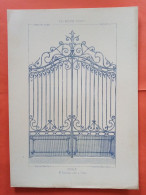 LES METAUX OUVRES 1884 LITHO FER FONTE CUIVRE ZINC " GRILLE Mr TREMBLAY SERRURIER A TOURS " 1 PLANCHE - Architecture