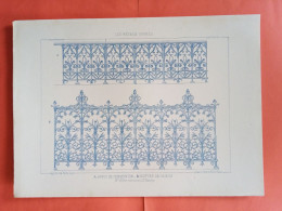 LES METAUX OUVRES 1884 LITHO FER FONTE CUIVRE ZINC " APPUI DE COMMUNION CLOTURE CHOEUR Mr VILFORT ST QUENTIN " 1 PLANCHE - Architecture