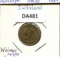 5 REICHSPFENNIG 1924 G ALEMANIA Moneda GERMANY #DA481.2.E - 5 Rentenpfennig & 5 Reichspfennig