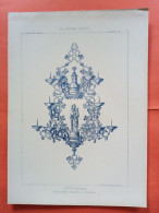 LES METAUX OUVRES 1884 LITHO FER FONTE CUIVRE ZINC " LUSTRE EN CUIVRE Mr VANDEVELDE DINANDIER A BRUXELLES " 1 PLANCHE - Architecture