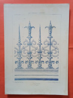 LES METAUX OUVRES 1884 LITHO FER FONTE CUIVRE ZINC " FAITAGE A TOURS " 1 PLANCHE - Architecture