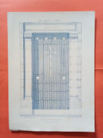 LES METAUX OUVRES 1884 LITHO FER FONTE CUIVRE ZINC " PORTE DE TOMBEAU Mr ROY ARCHITECTE A PARIS " 1 PLANCHE - Architecture