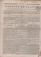 GAZETTE DE FRANCE 27 FRIMAIRE AN 7 - ETATS UNIS - IRLANDE - CORFOU - VENISE - TERNI - LUCERNE - HONDSCHOOTE - PORTUGAL - Kranten Voor 1800