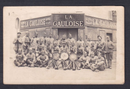 Carte Photo Musique Militaire Du 95è R.I. Magasin Alliance Commerces La Gauloise Versailles Pub. H. Lefebvre Epone - Epone