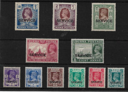 BURMA 1939 OFFICIALS TO 10R BETWEEN SG O15 AND SG O40 UNMOUNTED MINT/ MOUNTED MINT Cat £202+ - Burma (...-1947)