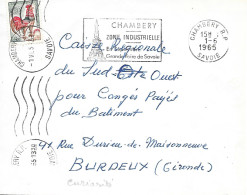 Curiosité Sur Lettre Chambery RP 1-6 1965 Deux Empreintes Différentes SECAP Et KRAG Sur La Même Enveloppe - Storia Postale