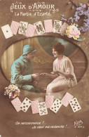Jeux D'amour , Cartes à Jouer * Carte Photo * WW1 Guerre 14/18 War * Soldat Militaire Poilu Tenue & Femme Jeu De Carte - Cartes à Jouer