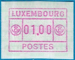 Luxemburg Luxembourg Timbres ATM 3 D Grosses Postes Rotlila / 1 Fr. ** Frama Automatenmarken Distributeurs Etiquetas - Frankeervignetten