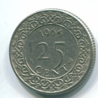 25 CENTS 1966 SURINAM NIEDERLANDE Nickel Koloniale Münze #S11217.D - Suriname 1975 - ...