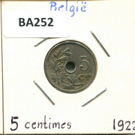 5 CENTIMES 1922 DUTCH Text BELGIEN BELGIUM Münze #BA252.D - 5 Cent