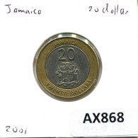 20 DOLLAR 2001 JAMAIKA JAMAICA BIMETALLIC Münze #AX868.D - Jamaique