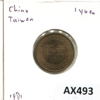 1 NEW DOLLAR 1981 TAIWAN Münze #AX493.D - Taiwán