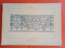 LES METAUX OUVRES 1884 LITHO FER FONTE CUIVRE ZINC " BALCON FER FORGE Mr SCHRYVERS SERRURIER A BRUXELLES " 1 PLANCHE - Architecture