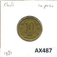 10 PESOS 1981 CHILI CHILE Pièce #AX487.F - Chili