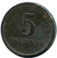 5 PFENNIG 1921 A ALLEMAGNE Pièce GERMANY #DB865.F - 5 Rentenpfennig & 5 Reichspfennig