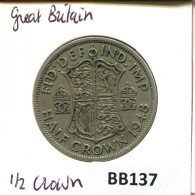 HALF CROWN 1948 UK GRANDE-BRETAGNE GREAT BRITAIN Pièce #BB137.F - K. 1/2 Crown