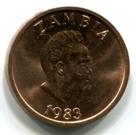 2 NGWEE 1983 ZAMBIE ZAMBIA UNC Pièce #W11317.F - Sambia