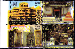 BUDDHISM- MONGYU MONASTERY, LADAKH- SETENANT BLOCK- INDIA 2009- ERROR- YELLOW SHIFTED-MNH-PA12-73 - Errors, Freaks & Oddities (EFO)