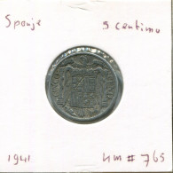 5 CENTIMOS 1941 SPANIEN SPAIN Münze #AR821.D - 5 Centimos