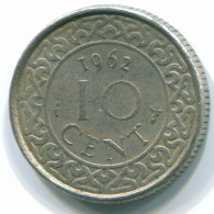 10 CENTS 1962 SURINAME Netherlands Nickel Colonial Coin #S13168.U - Surinam 1975 - ...