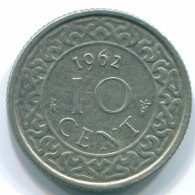 10 CENTS 1962 SURINAME Netherlands Nickel Colonial Coin #S13220.U - Suriname 1975 - ...