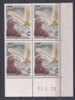 MONACO N° 813 - PYGARGUE - BLOC De 4 COIN DATE - NEUF SANS CHARNIERE - 11/3/70 - Unused Stamps