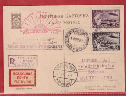 RUSSIE ZEPPELIN CARTE DE 1931 DE ARCHANGELSK VIA BRISE GLACE MALIGUIN POUR FRIEDRICHSHAFEN ALLEMAGNE - Storia Postale