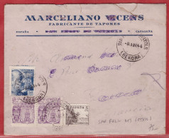 ESPAGNE LETTRE CENSUREE DE 1944 DE SAN FELIU DES GETXOLS - Maschinenstempel (EMA)