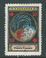 VIGNETTE CROIX-ROUGE DELANDRE - FRANCE Comité LAUSANNE Suisse Coq 1916 17 WWI WW1 Cinderella Poster Stamp 1914 1918 War - Red Cross